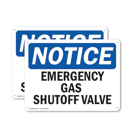 Signmission Emergency Gas Shutoff Valve, 10 in W x Rectangle, Plastic OS-2PACK-NS-P-710-L-11850